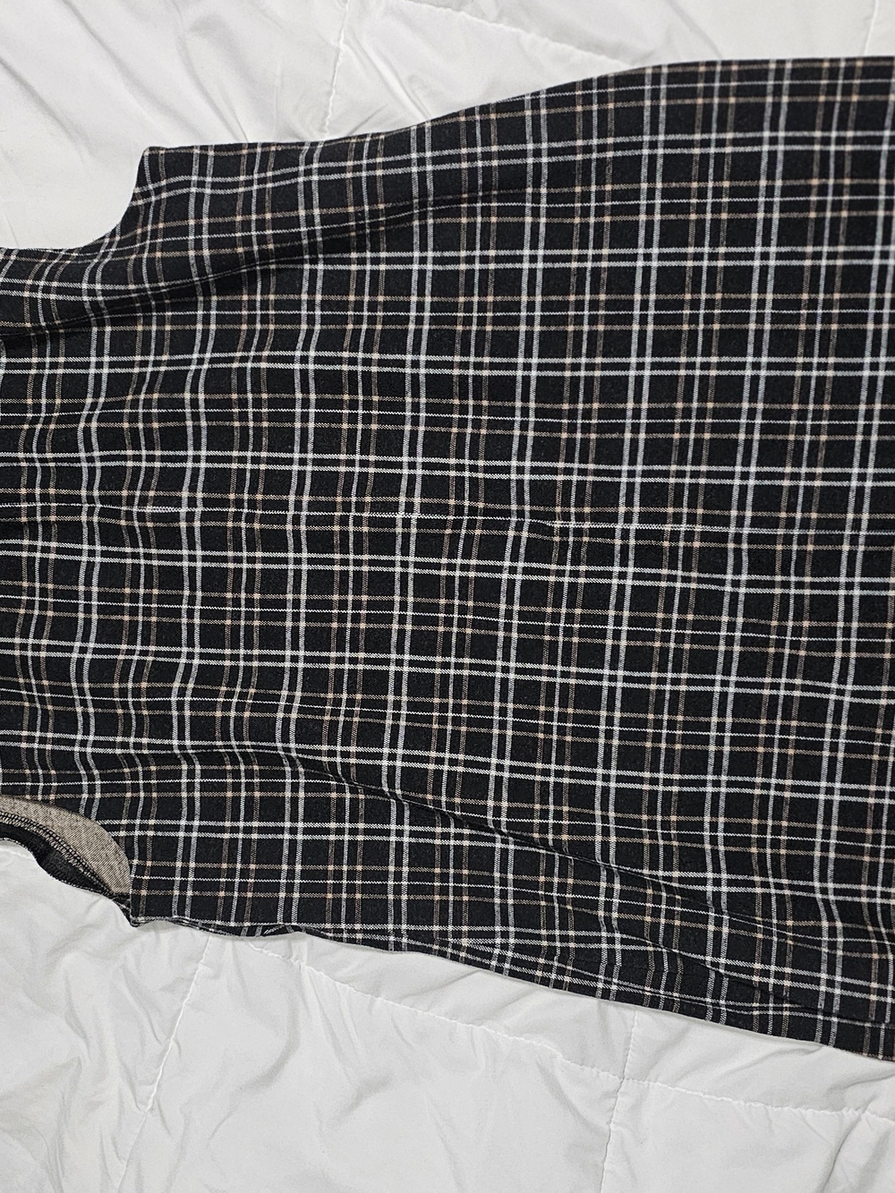 Ann Taylor Black Plaid Mini Skirt with White and Tan Grid